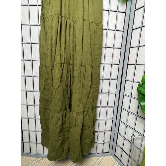 TAHARI Boho MAXI DRESS Sleeveless, High neck, Tiered Hem Green size small - Picture 8 of 9